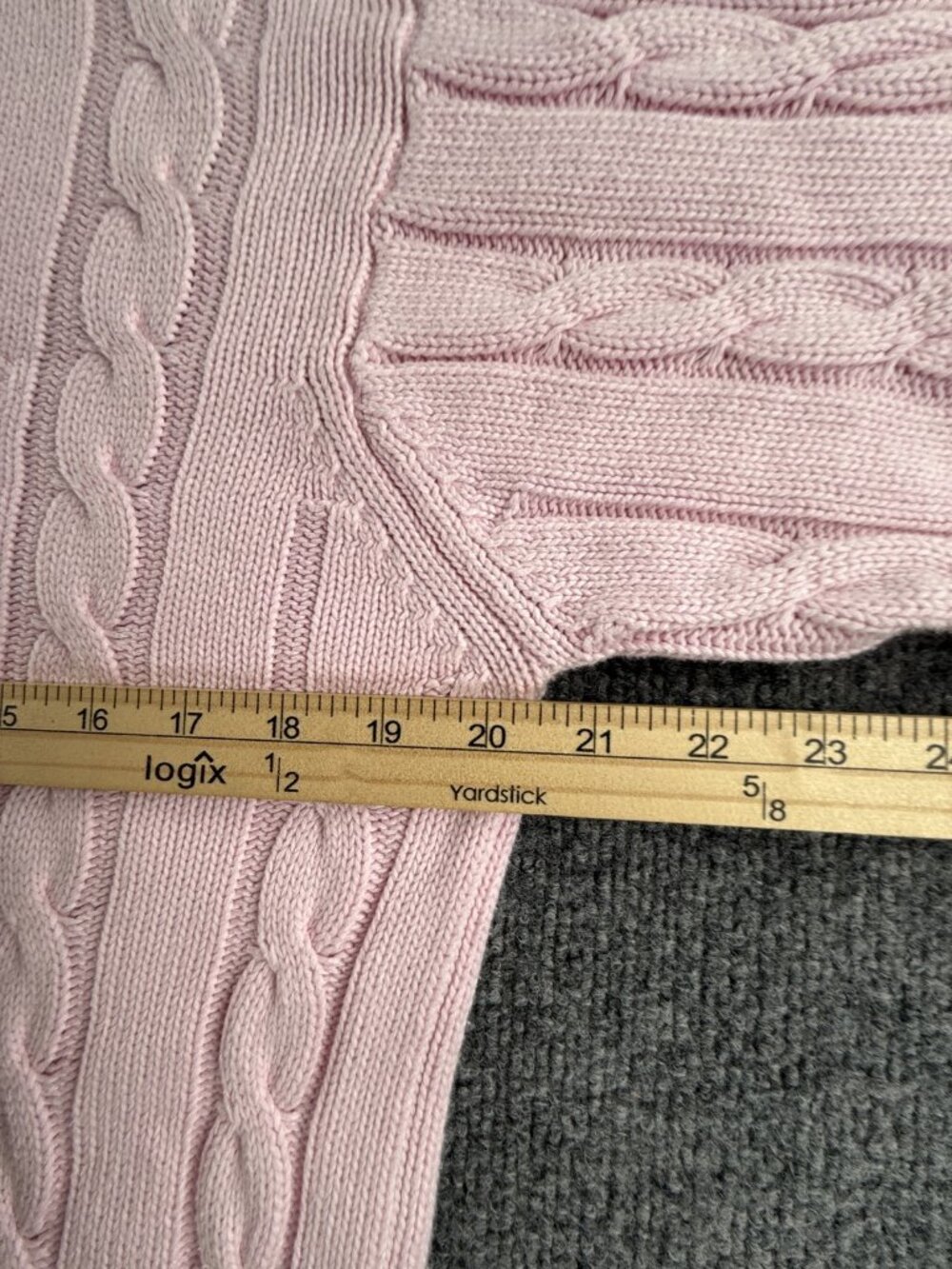 Burberry Cable Knit Pink Medium V-Neck Logo Pullover Sweater Long Sleeve Knit - Picture 8 of 16
